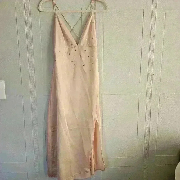 For Love & Lemons Twinkle Blush Pink Slip Backless Tank Midi Dress Size S EUC - Picture 1 of 16
